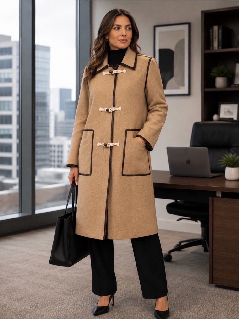 J. Crew Camel Wool/Cashmere Toggle Coat in Italian Wool with Dark Trim 10
